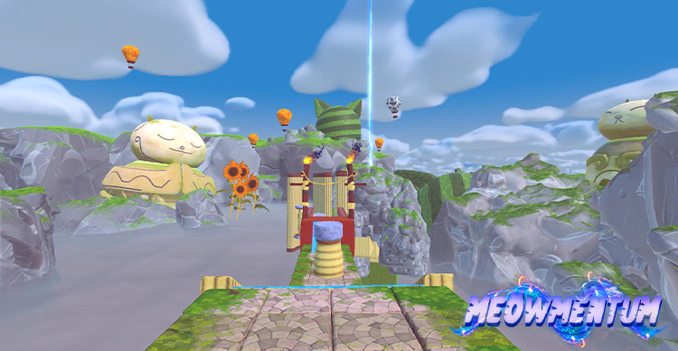 Updated visual style for Meowmentum, showcasing the game’s evolved art direction with refined environments and character design.