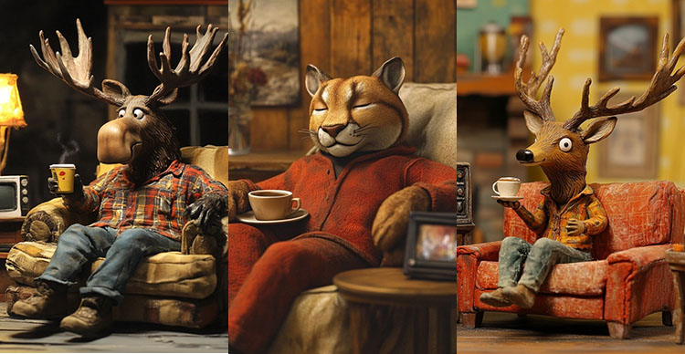 Still images of handcrafted stop-motion animation created by Luke MacBain for Wild Animation Festival