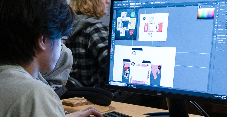VFS student working in Adobe Creative Suite for their school work.