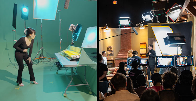 Vancouver Film School’s world-class Acting production centre with students training on set.
