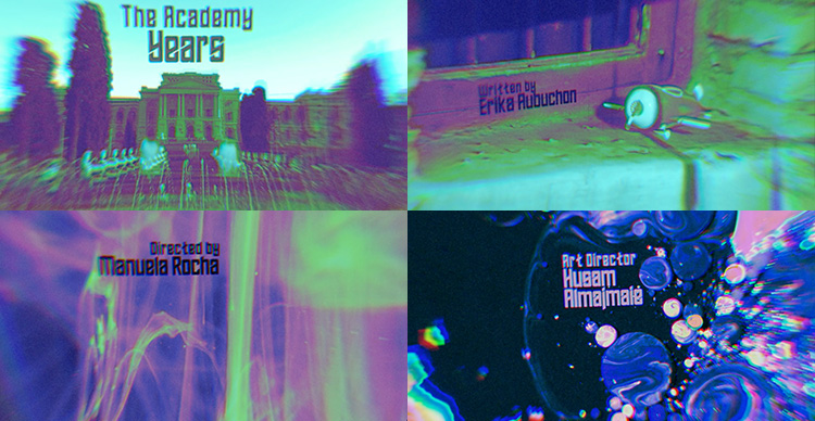 Four still images showcasing portfolio work from a VFS Digital Design student.