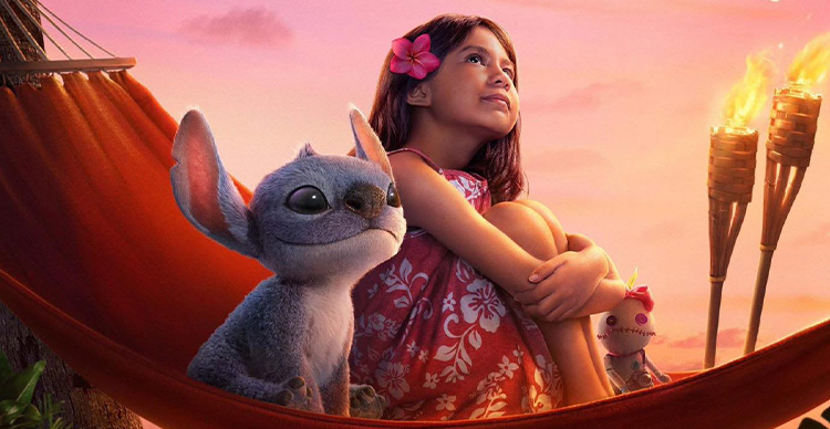 Live-action Lilo shares a moment with Stitch in Disney’s 2025 remake of Lilo & Stitch