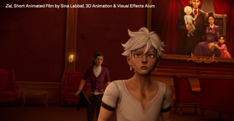 Still from Zal, a 3D animated short film by VFS Animation student Sina Labbaf.
