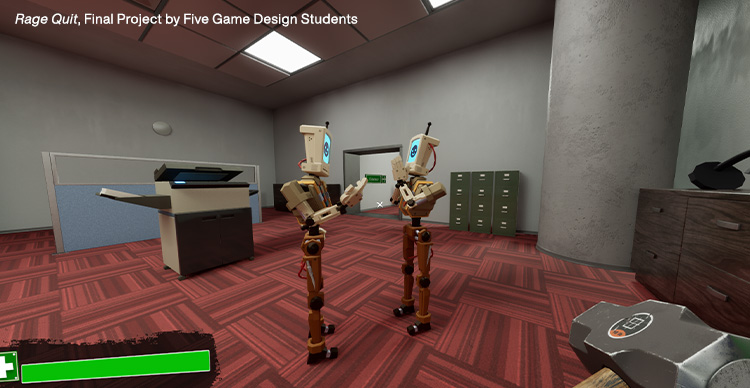 Gameplay still from Rage Quit, a student-created game in the VFS Game Design program.
