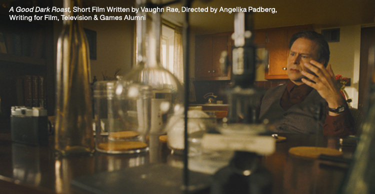 Production still from A Good Dark Roast, a short film by VFS Writing for Film & Television students. 