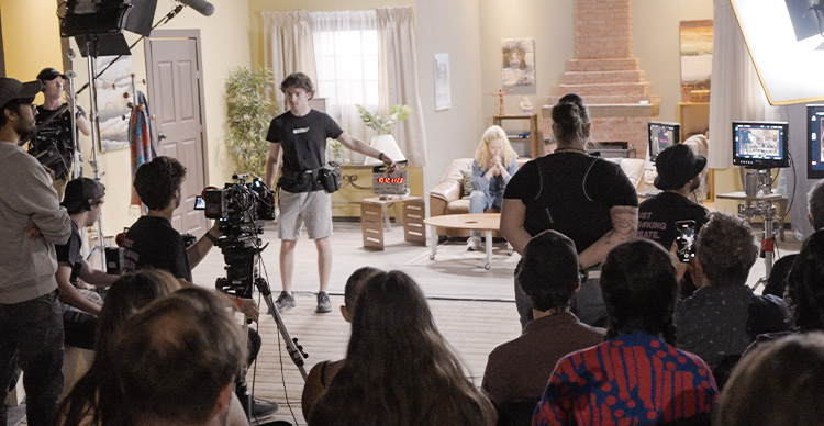 Vancouver Film School students gaining hands-on experience during film production training.