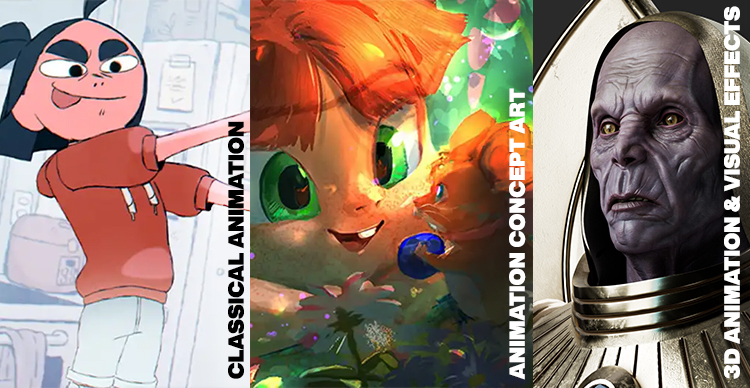 Student artwork from VFS’s 3D Animation & Visual Effects, Classical Animation, and Animation Concept Art programs 