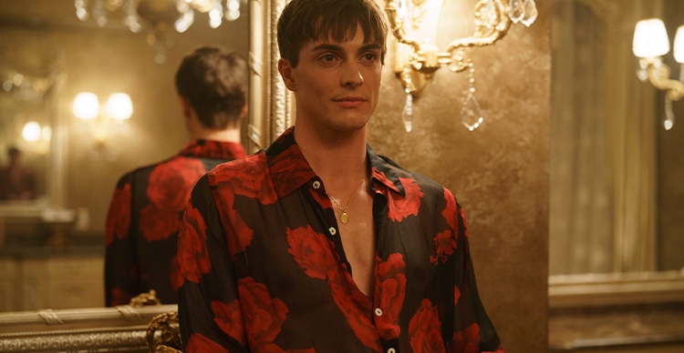 Kaden Connors as Sasha in Crave’s original series Heated Rivalry. 