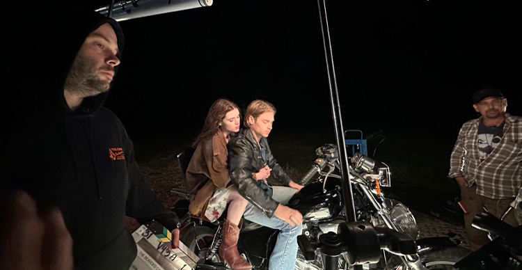 Behind the scenes images from production of The Bearded Girl, showing circus-inspired costume and set design.