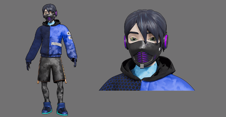 Carousel showing the stages of a 3D character model, from initial blockout to refined and detailed final geometry.