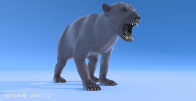 Carousel showing the stages of a 3D bear model, from basic forms to detailed finished geometry.