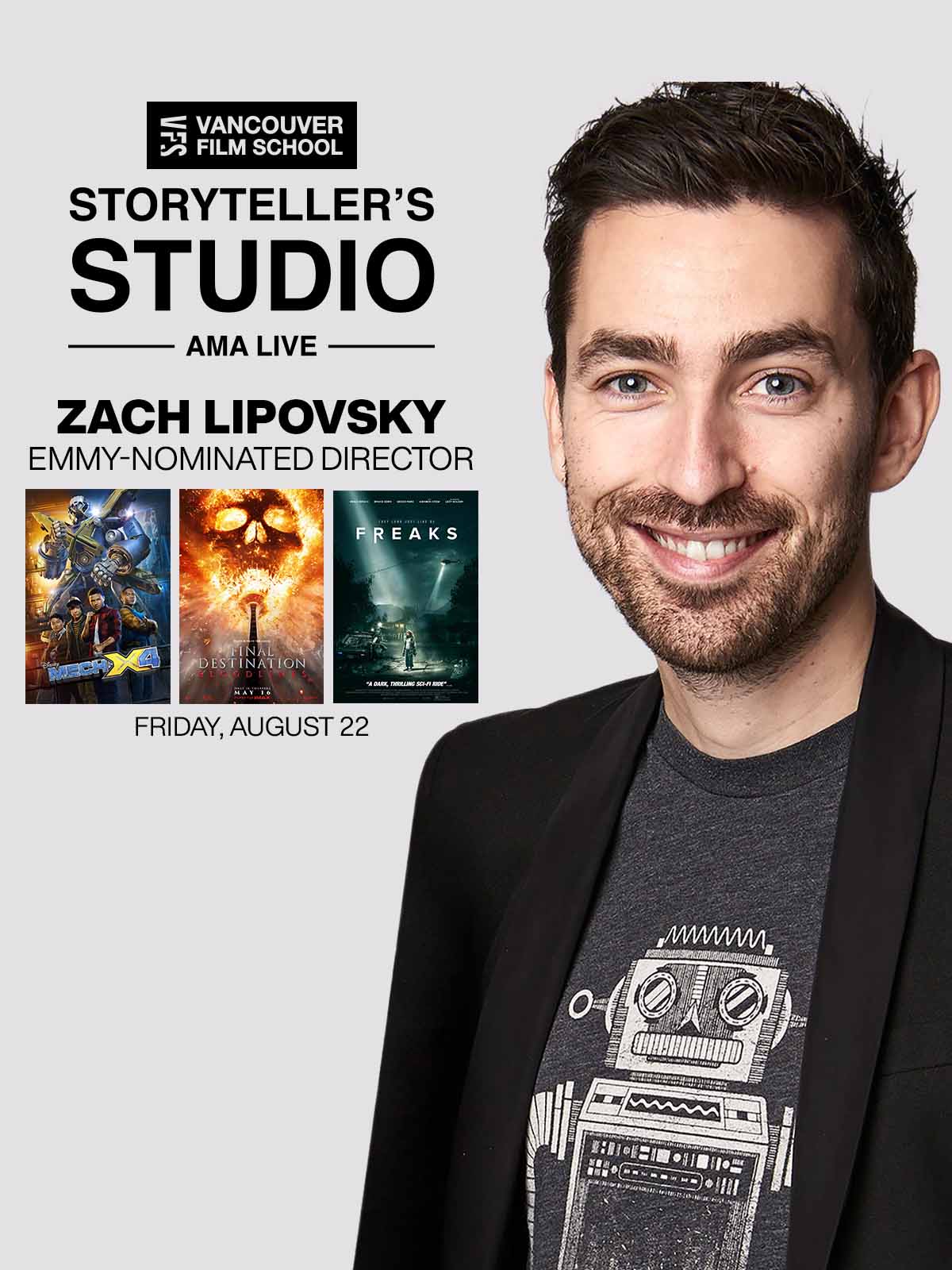 Emmy-nominated director Zach Lipovsky for a Q&A! tablet banner
